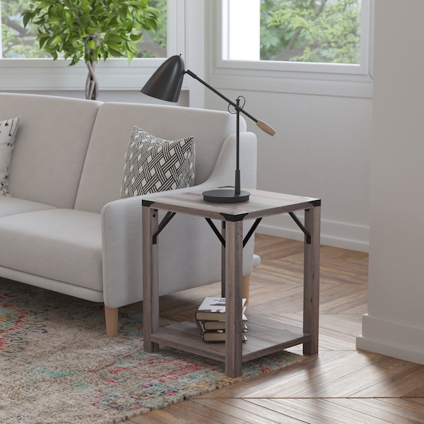 Flash Furniture 17.5 W, 17.5 L, 22 H, Engineered Wood, Gray Wash ZG-036-GY-GG - main